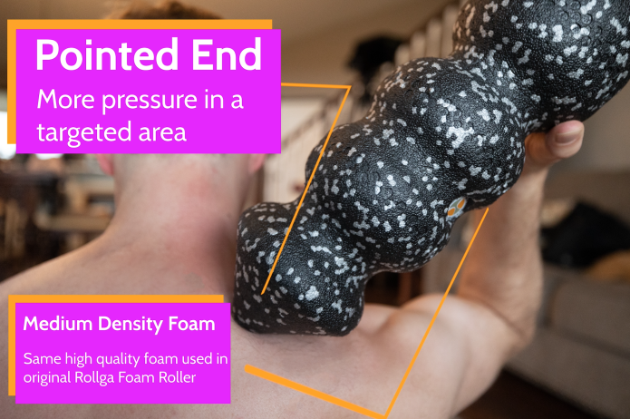 The Rollga Point works on shoulder for acupressure therapy and treatment of conditions like nausea and headaches